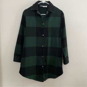 Steve Madden BB Dakota Black and Dark Green Plaid Coat